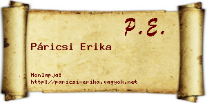 Páricsi Erika névjegykártya