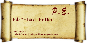 Páricsi Erika névjegykártya